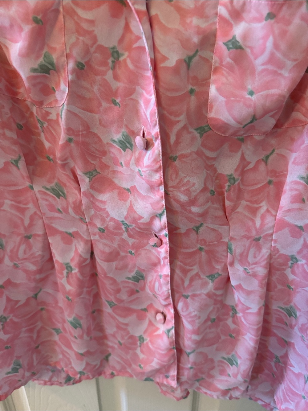 Anne Klein Pink Floral Button-Front Blouse - Picture 3 of 5